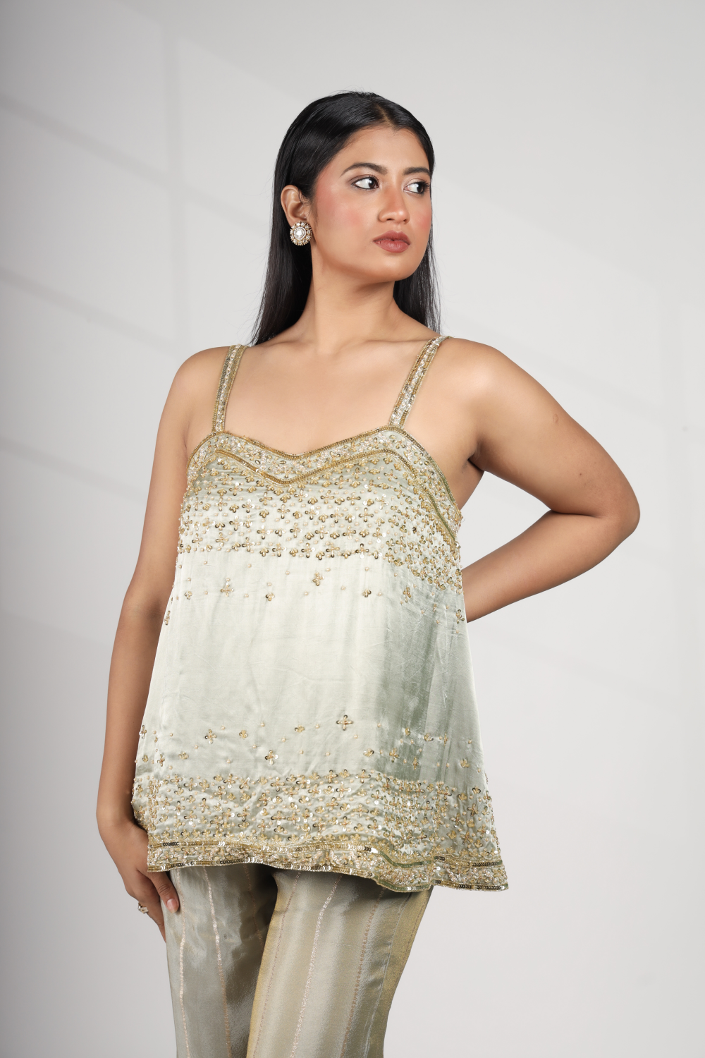 Moonlit Whisper – Where elegance glows in silvered hues
