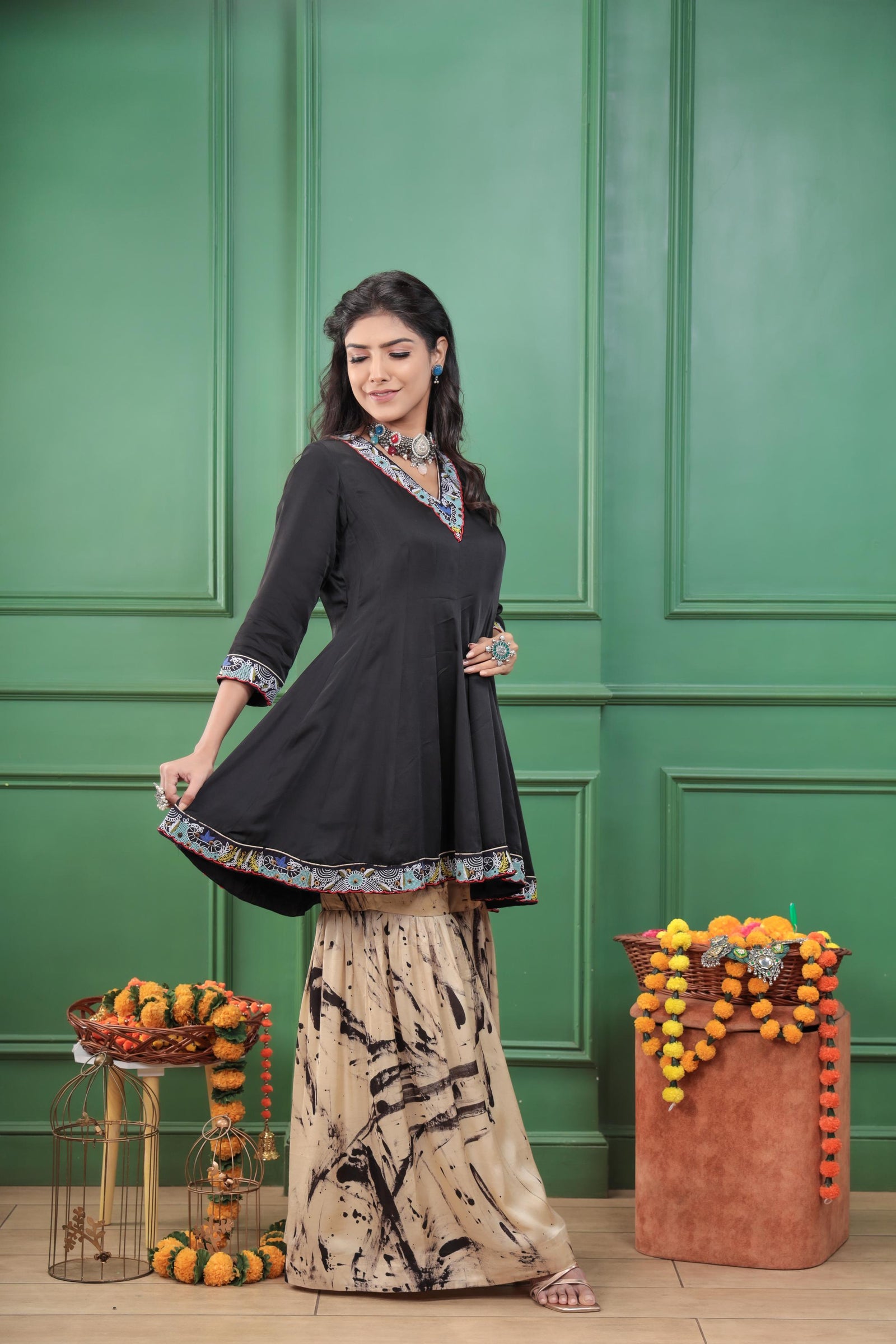 Wat Wal Peplum & Sharara Set