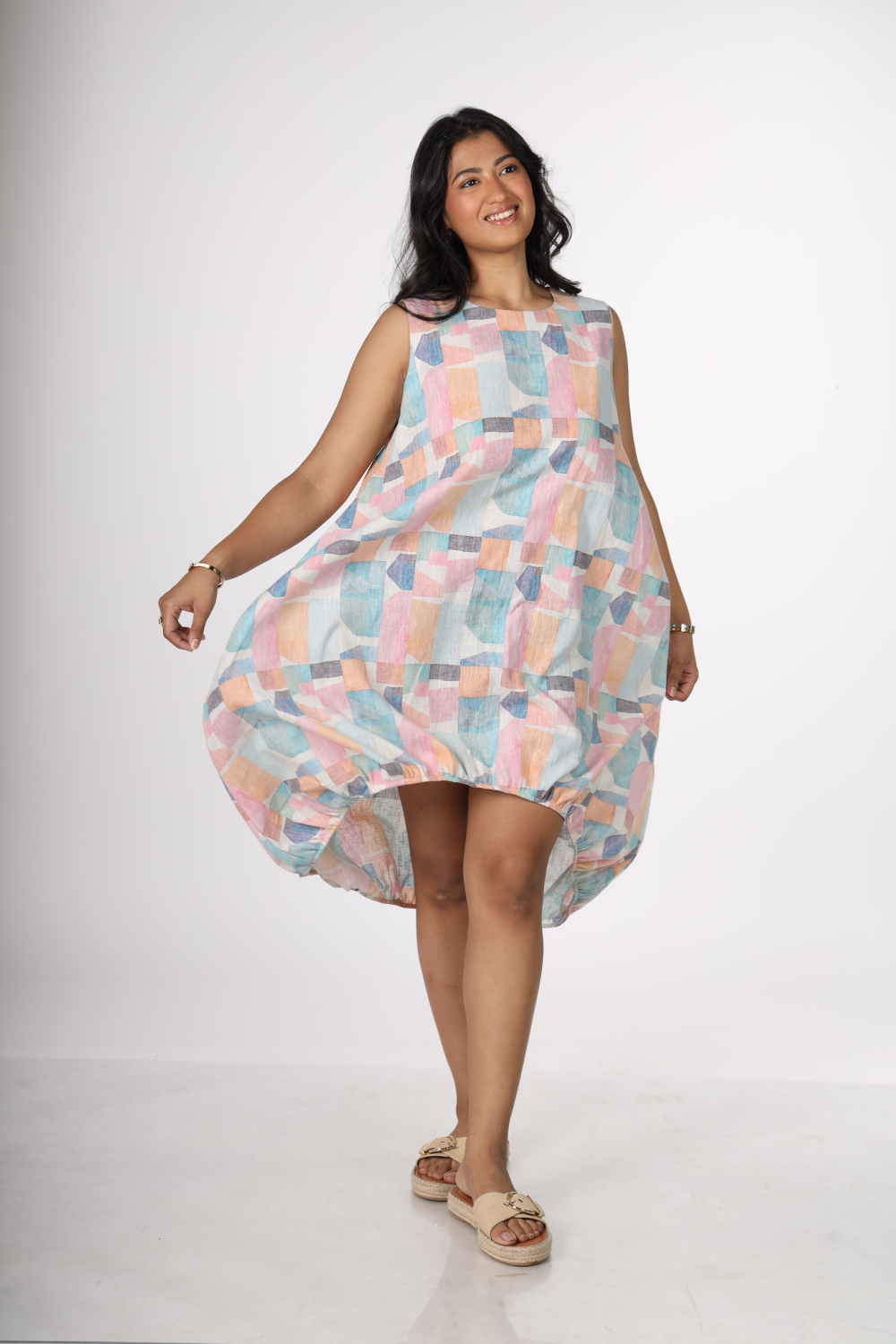 Pastel Mosaic Balloon Dress