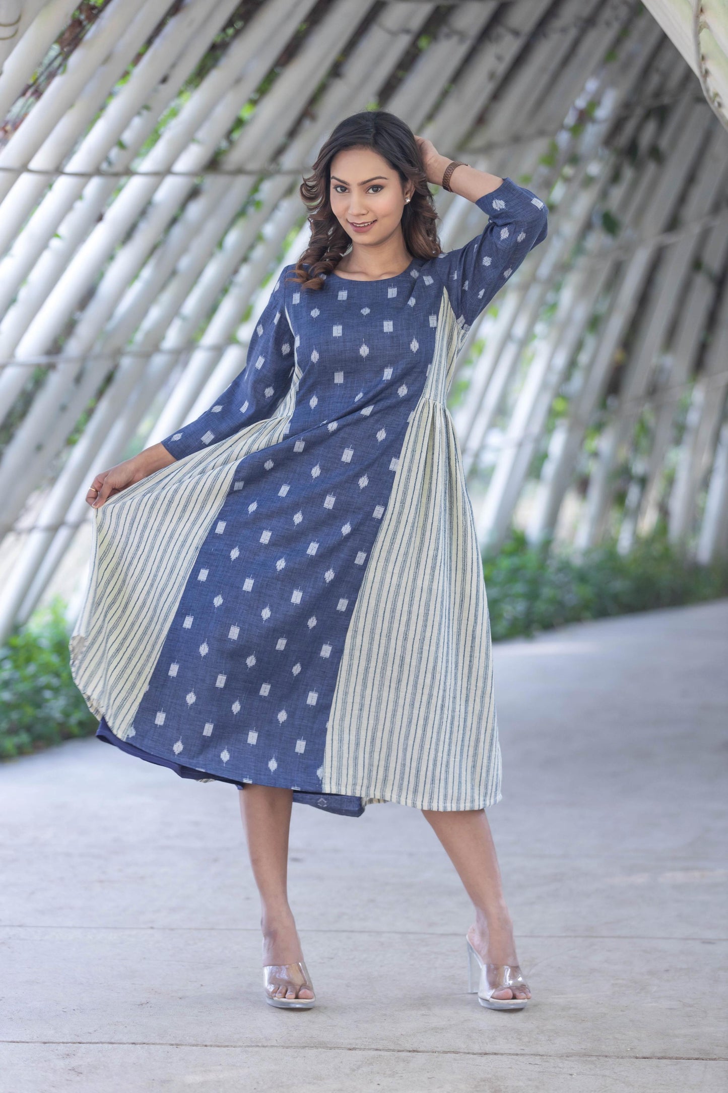 Pinstripe Denim Dress