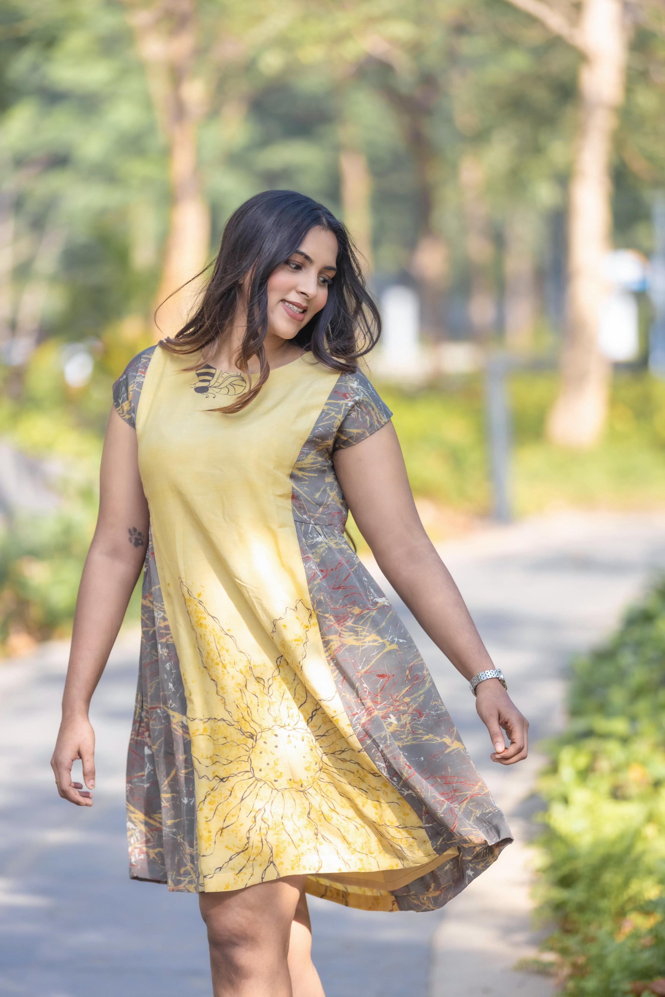 Eco-Print Sunflower Dress