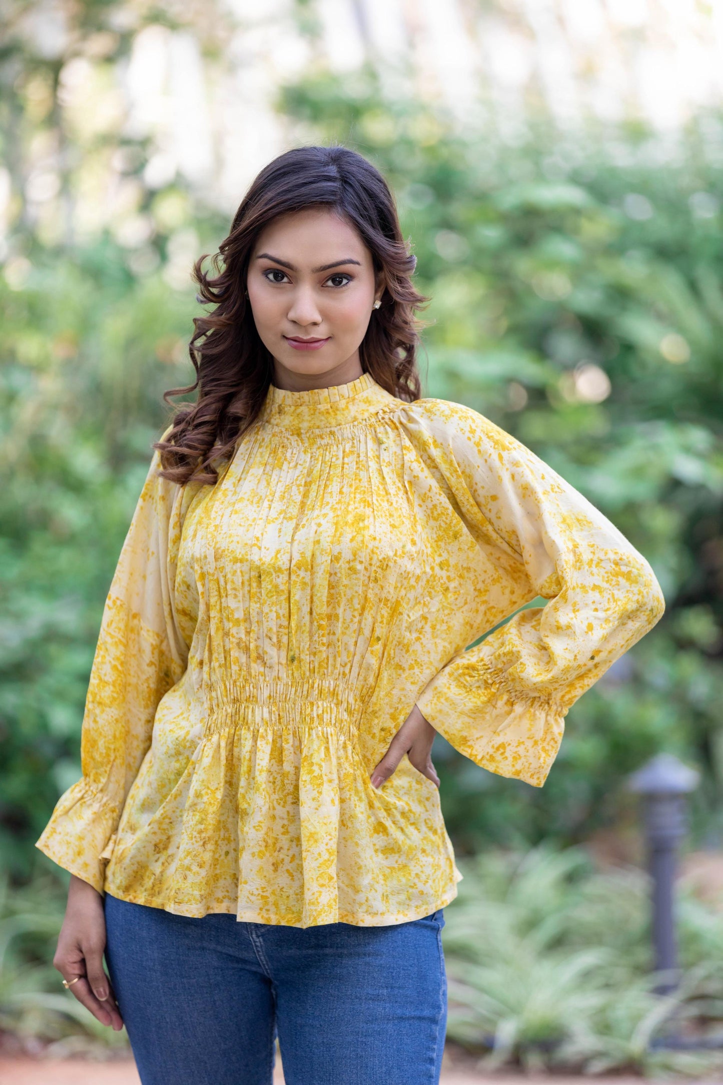 Eco-Print Marigold Top