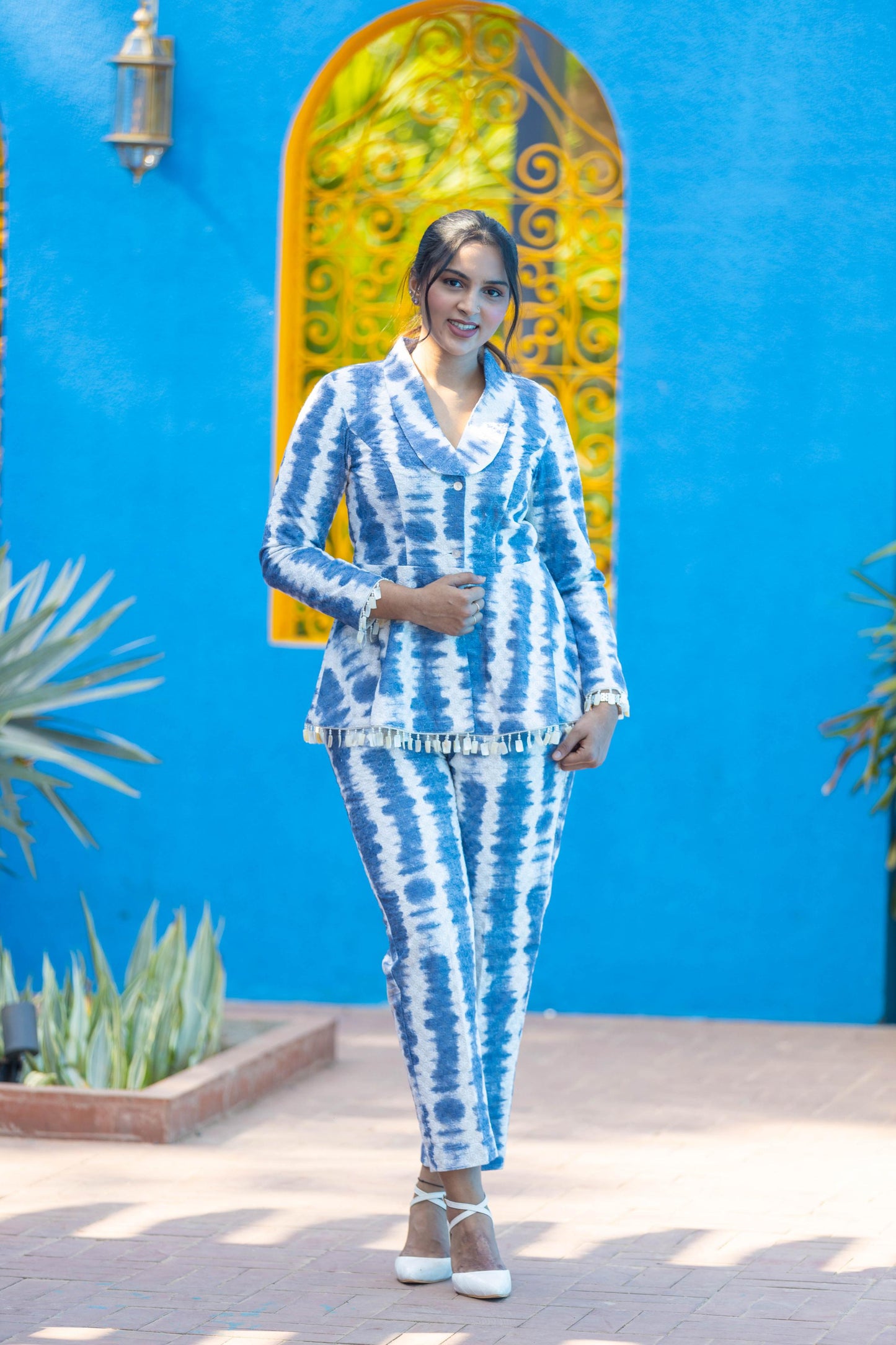 Tie-Dye Peplum Pant Suit