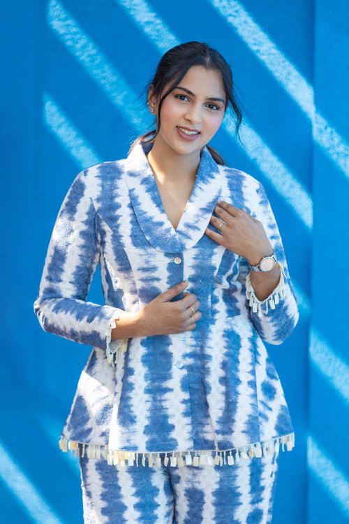 Tie-Dye Peplum Pant Suit