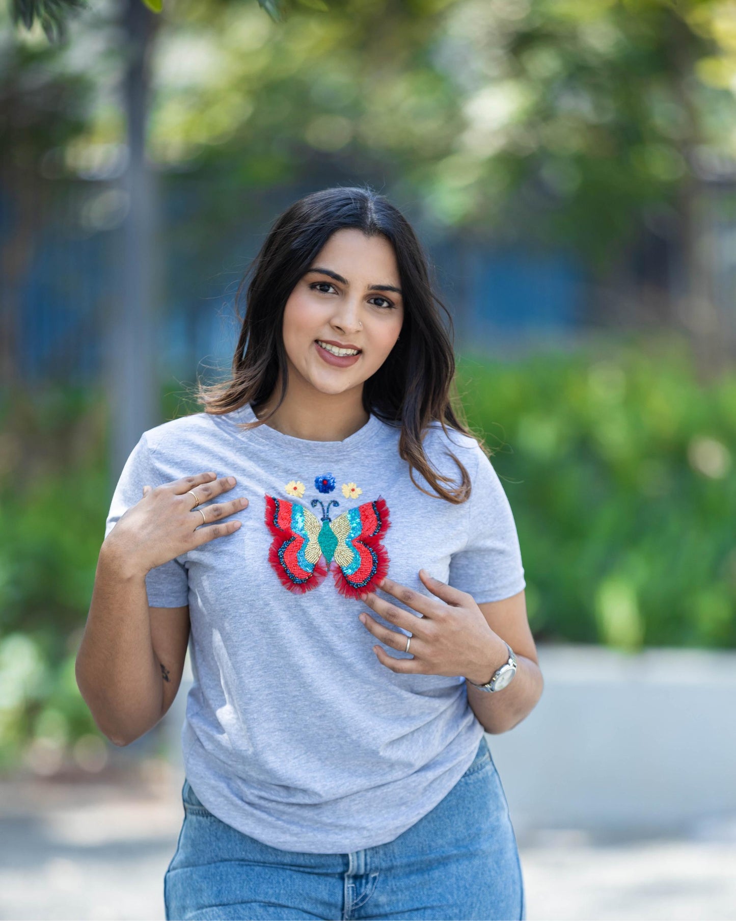 Grey Butterfly T-Shirt