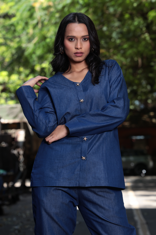 Stellar Ease – Minimal Denim Co-ord Set