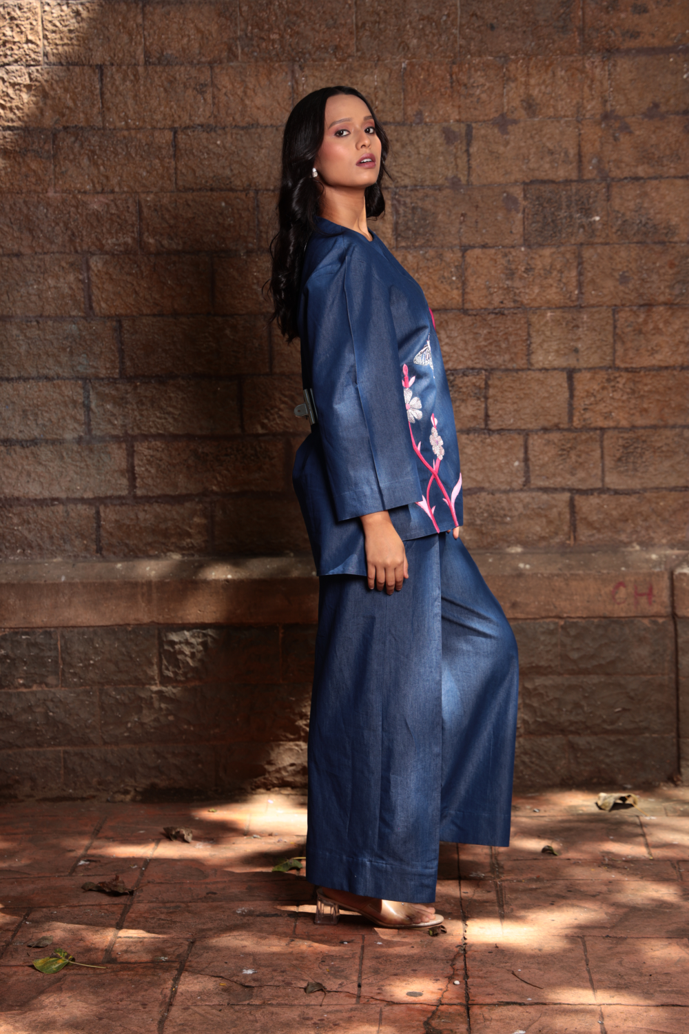Flutter Heart – Embroidered Denim Co-ord Set