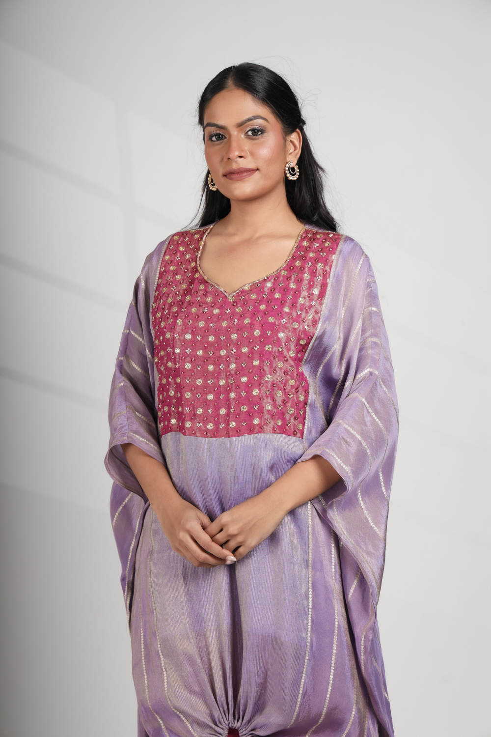 Wildflower Haze: Tie-Up Kaftan Set (Only Top)
