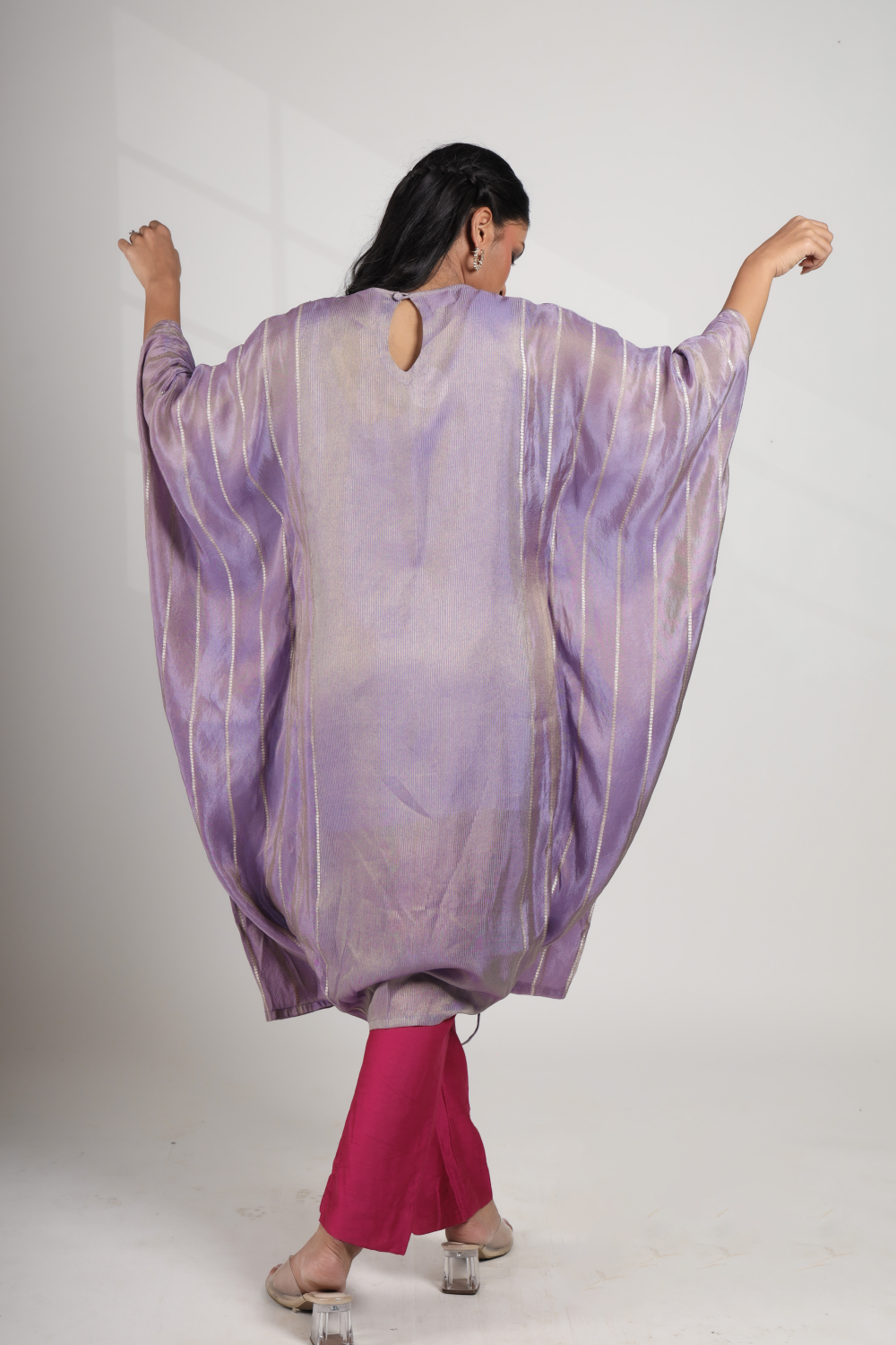 Wildflower Haze: Tie-Up Kaftan Set (Only Top)