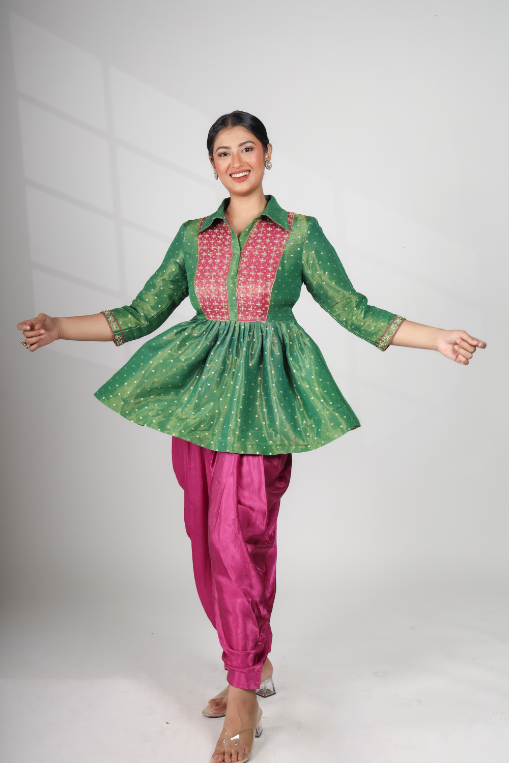 Canopy Bloom: Peplum Top with Dhoti Pant (Only Top)