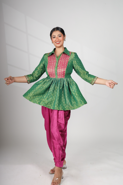 Canopy Bloom: Peplum Top with Dhoti Pant (Only Top)