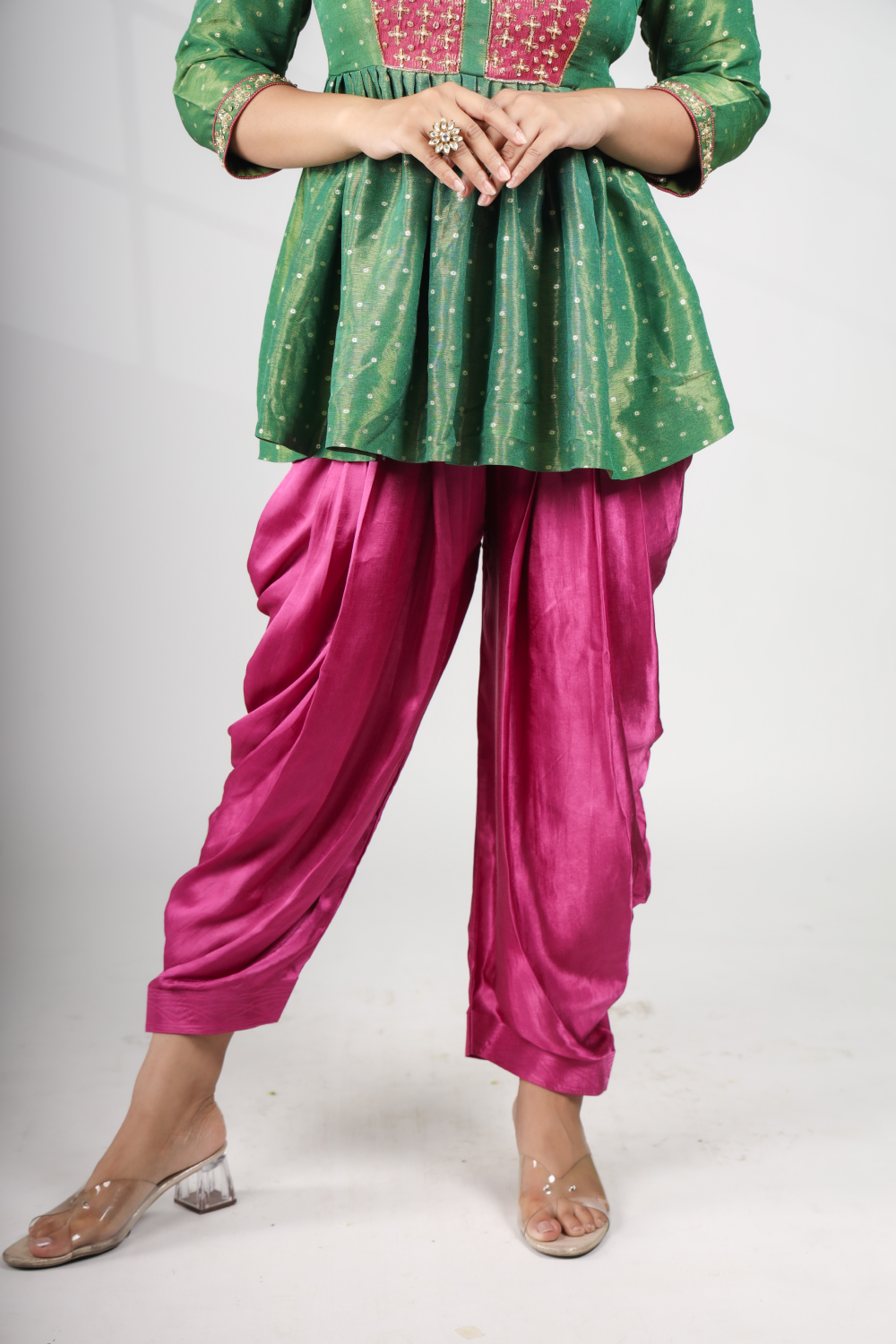 Canopy Bloom: Peplum Top with Dhoti Pant (Only Top)