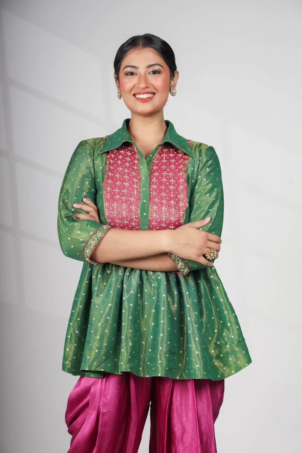 Canopy Bloom: Peplum Top with Dhoti Pant (Only Top)