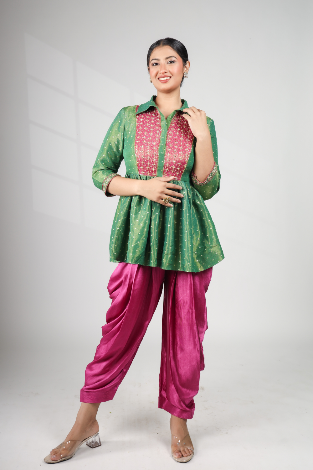 Canopy Bloom: Peplum Top with Dhoti Pant (Only Top)