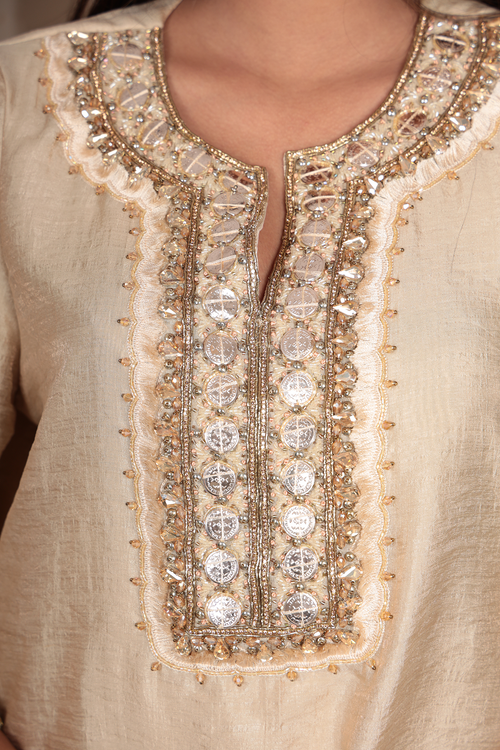 Noor Beige Chanderi Tissue Set