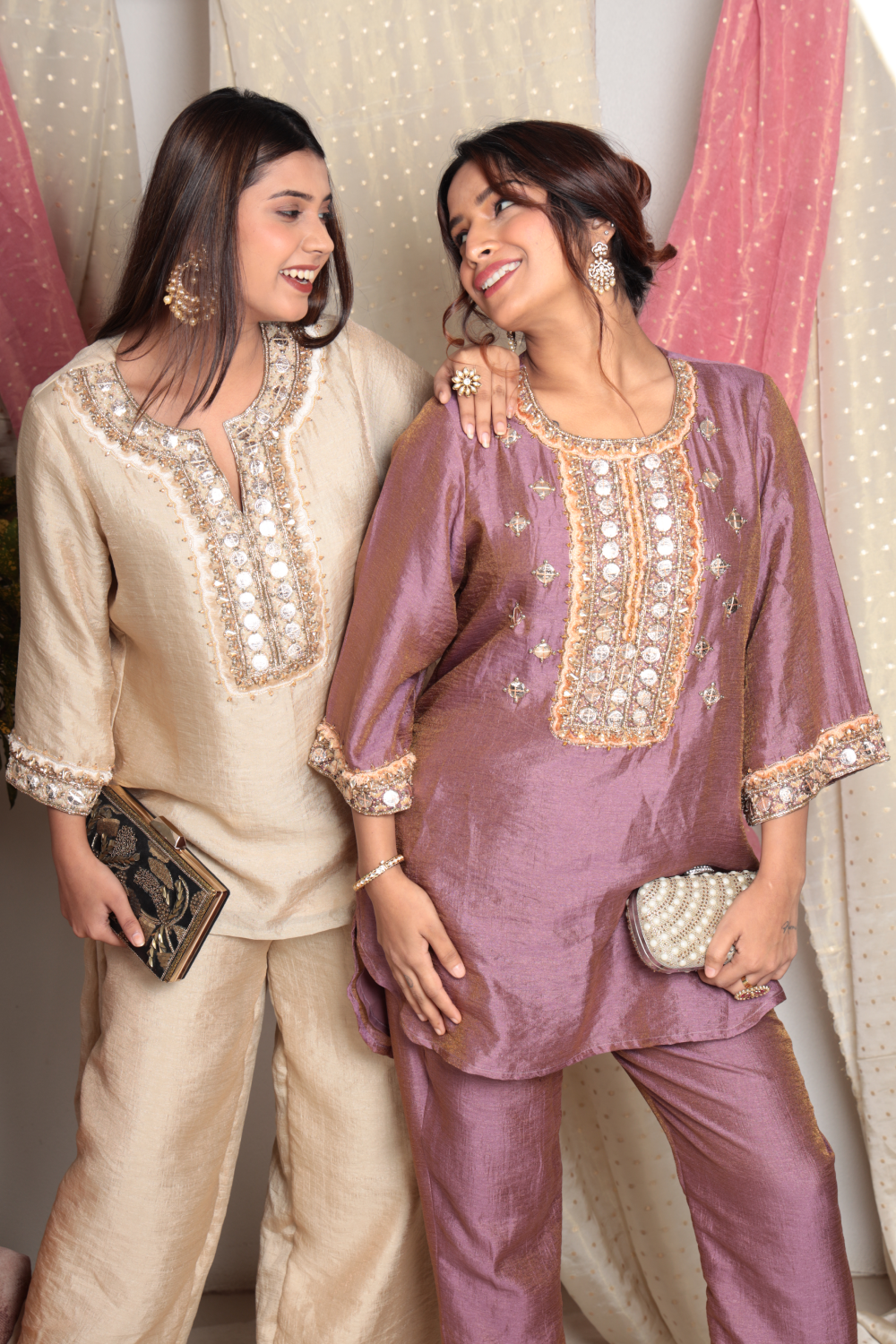 Noor Beige Chanderi Tissue Set