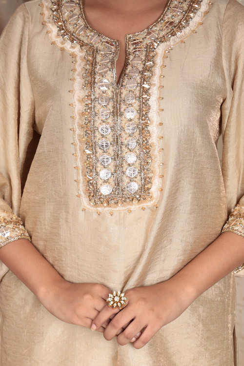 Noor Beige Chanderi Tissue Set