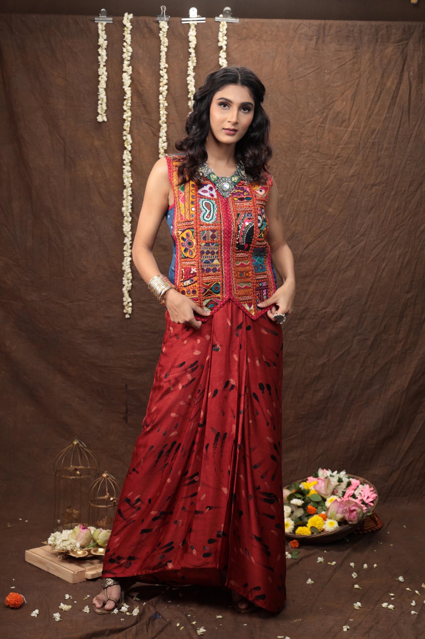 Rabari Waistcoat with Pre-Draped Skirt