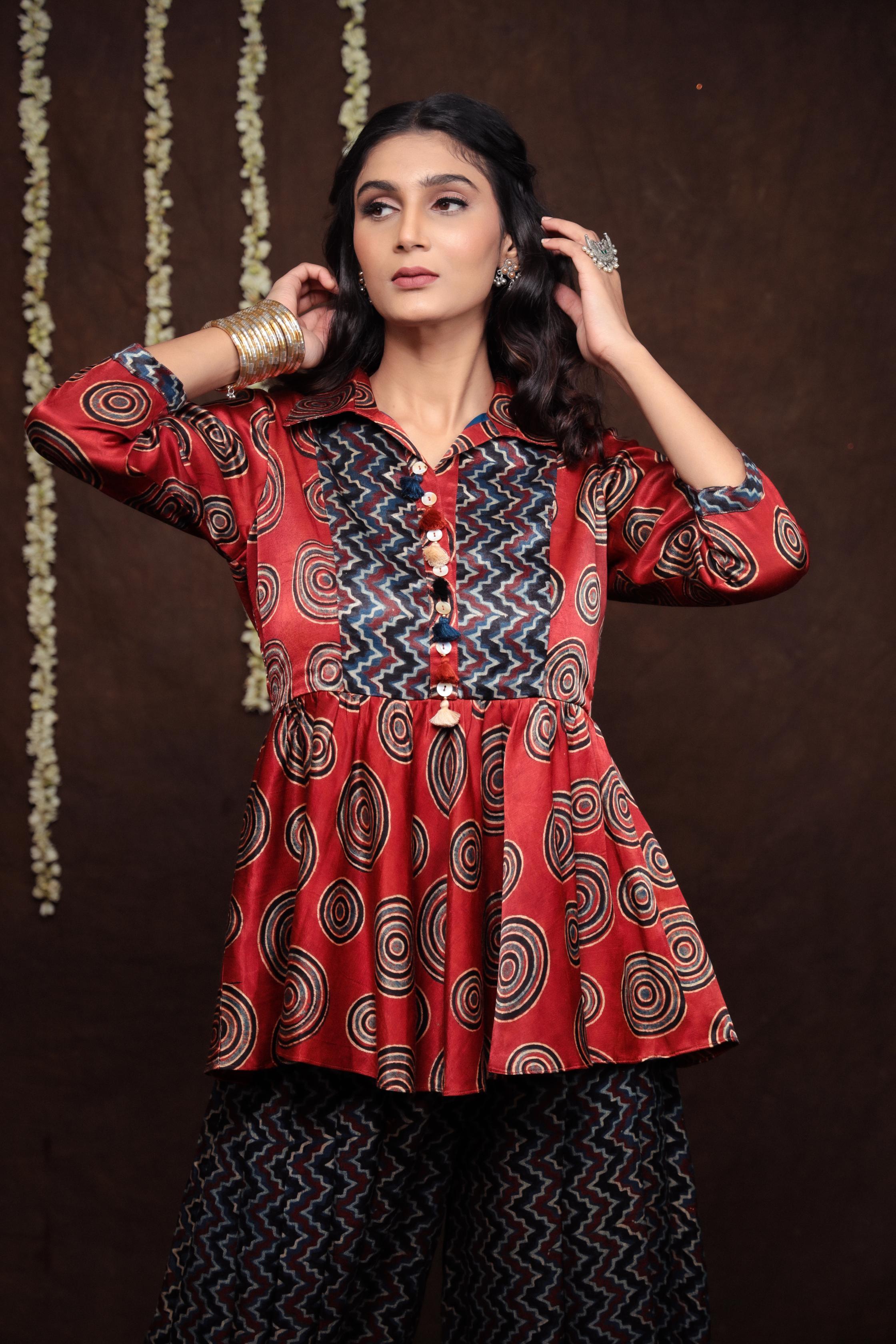 Challo Peplum & Chevron Dhoti Set