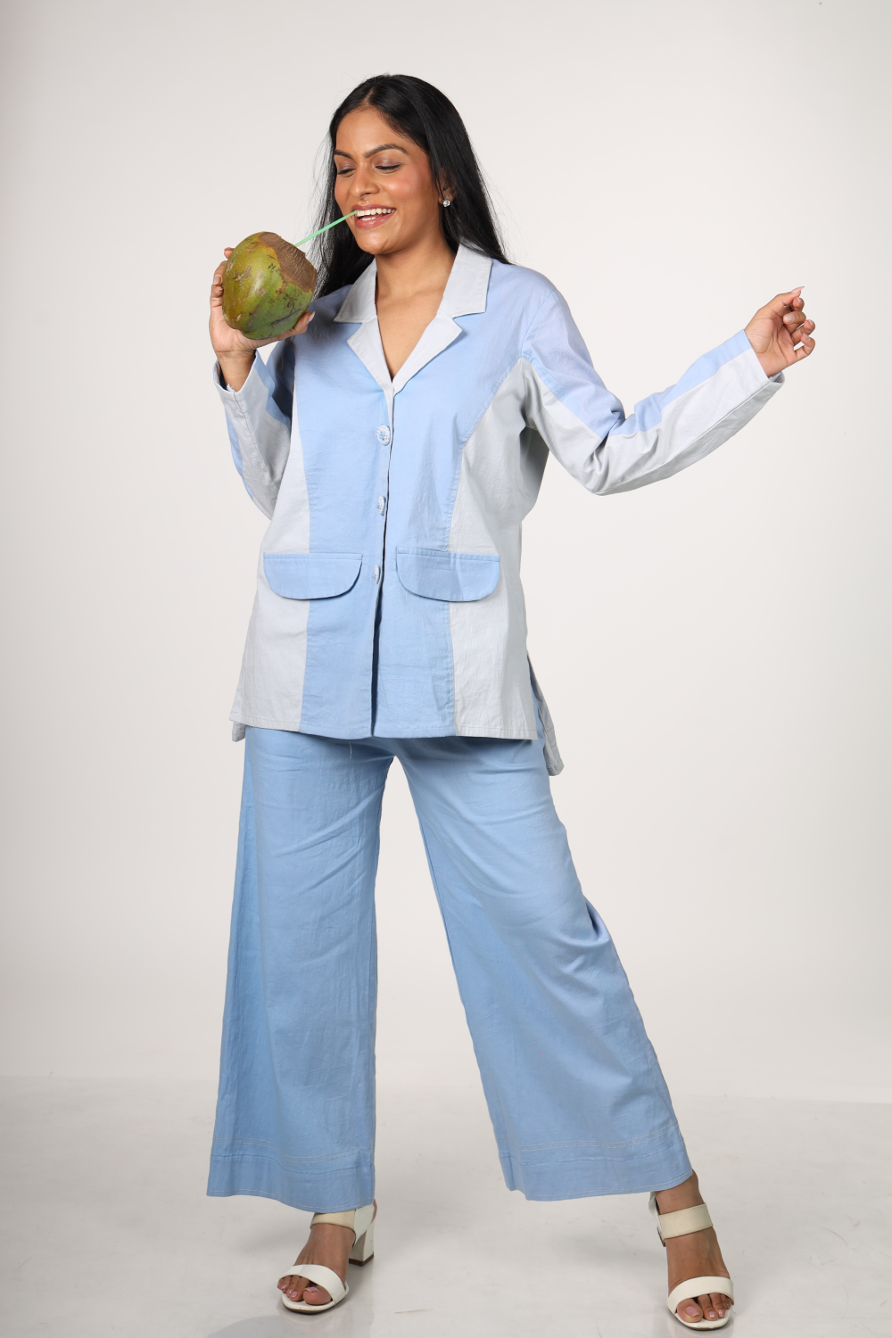 Powder Blue Panelled Co-ord Set