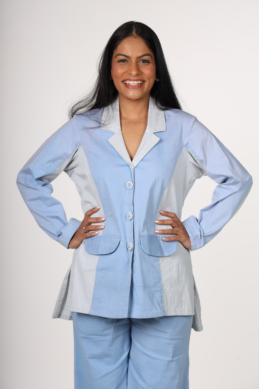 Powder Blue Panelled Co-ord Set