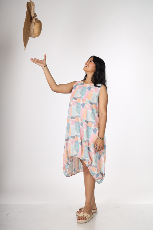 Pastel Mosaic Balloon Dress