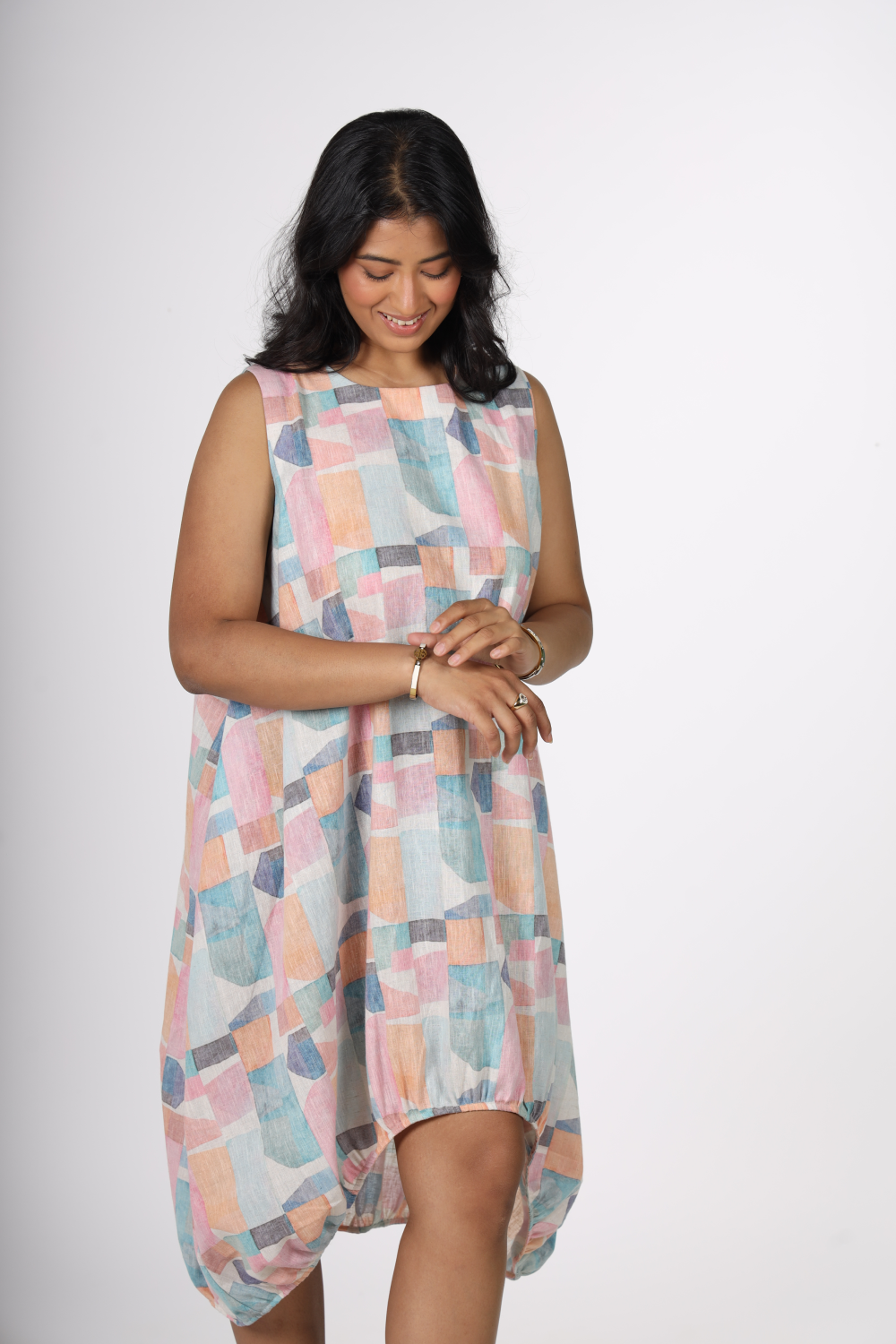 Pastel Mosaic Balloon Dress