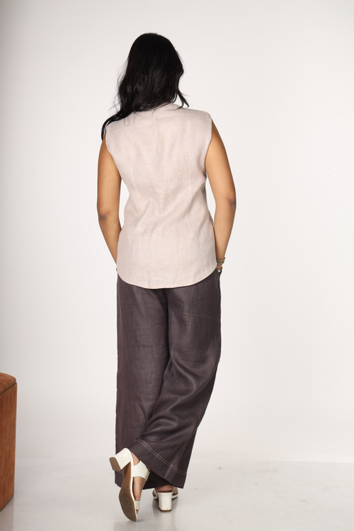Plum Edge Contrast Sleeveless Co-ord Set