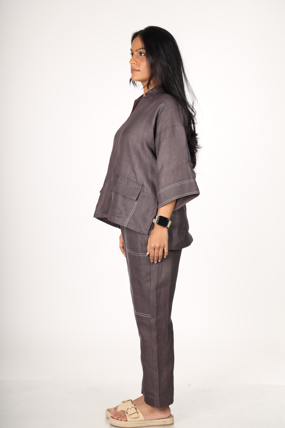 Deep Plum Contrast Stitch Co-ord Set