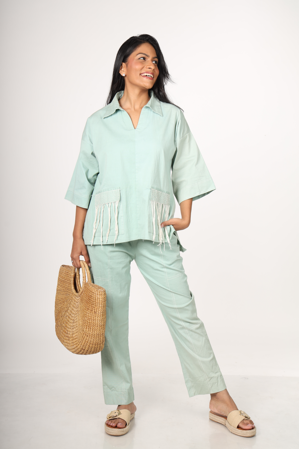 Sage Green Fringe Co-ord Set