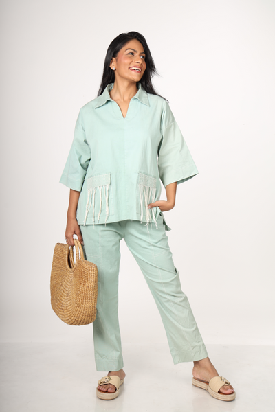 Sage Green Fringe Co-ord Set