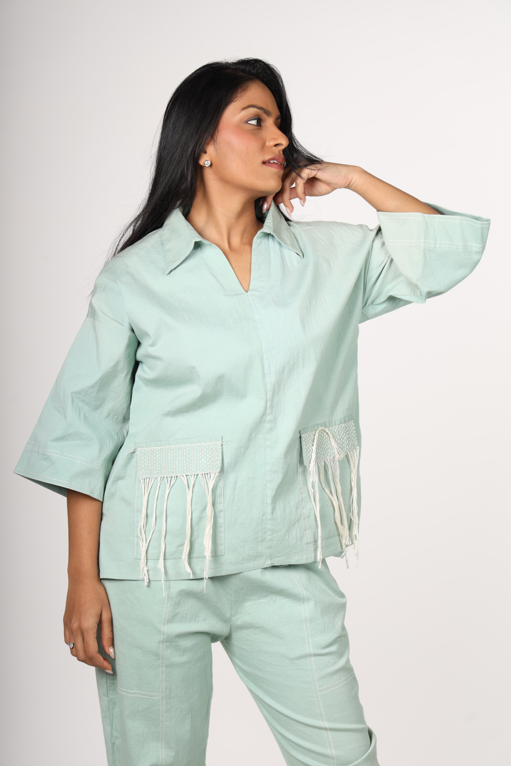 Sage Green Fringe Co-ord Set