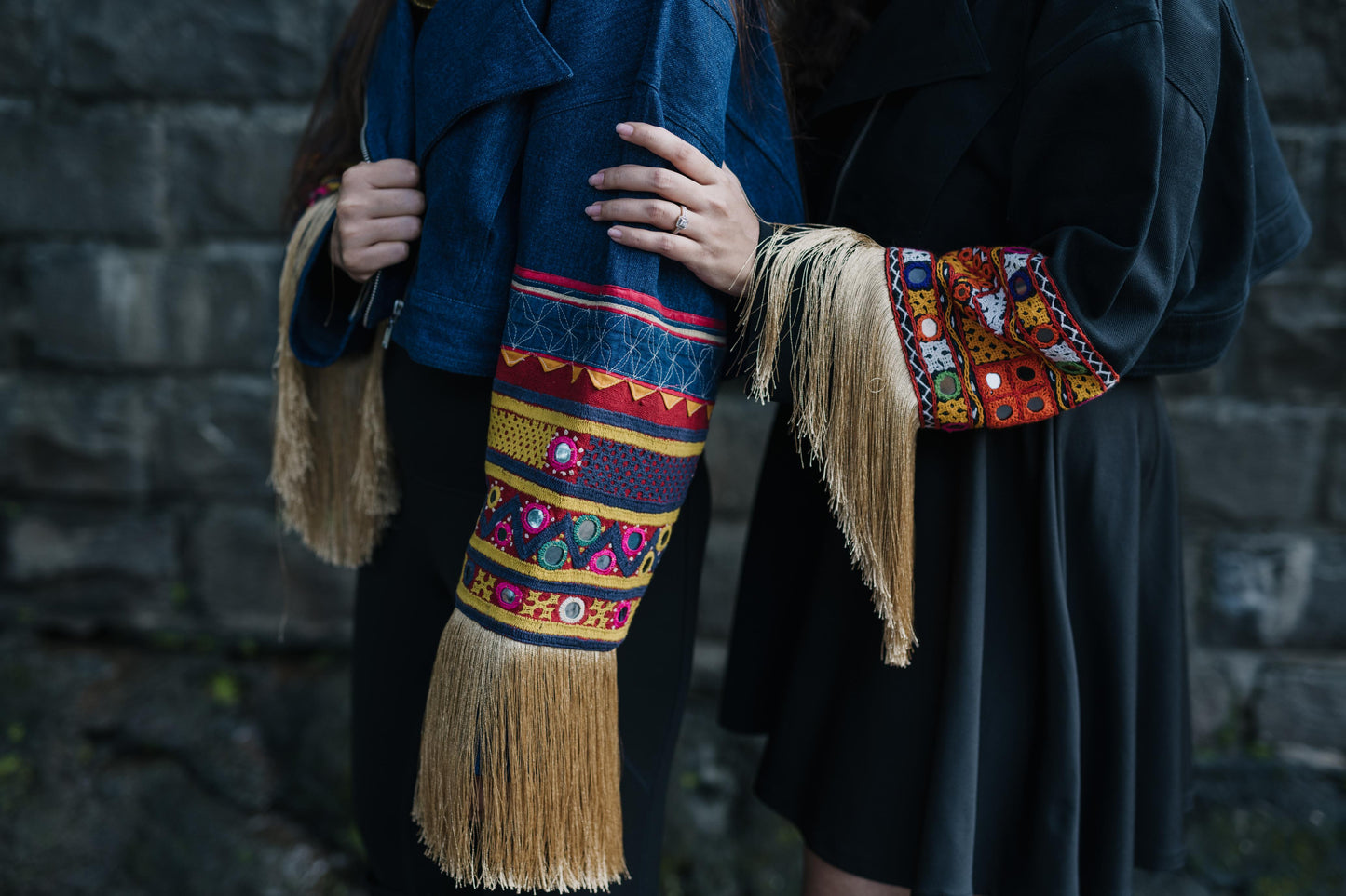 Blue Denim Cropped Fringe Jacket